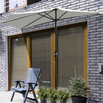 9ft Beige Half Round Balcony Umbrella with 5 Ribs