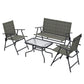 Outdoor 4 Pieces Patio Furniture Set, Garden Set with Two Foldable Armchairs, a Loveseat & Glass Top Table, Mixed Grey