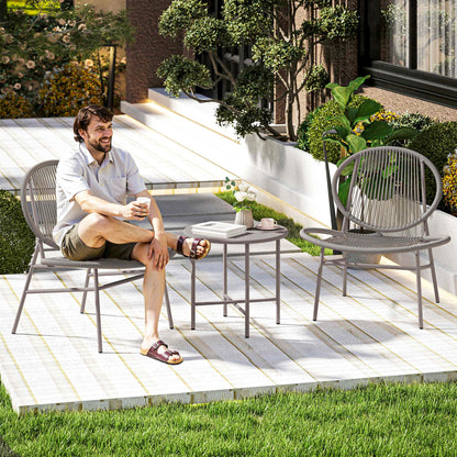 3-Piece Rattan Bistro Set with Acapulco Chairs and Steel Table