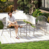 Rattan Bistro Set, 3 Pieces Wicker Patio Furniture Set, Acapulco Chairs and Steel Table for Porch, Balcony, Light Grey