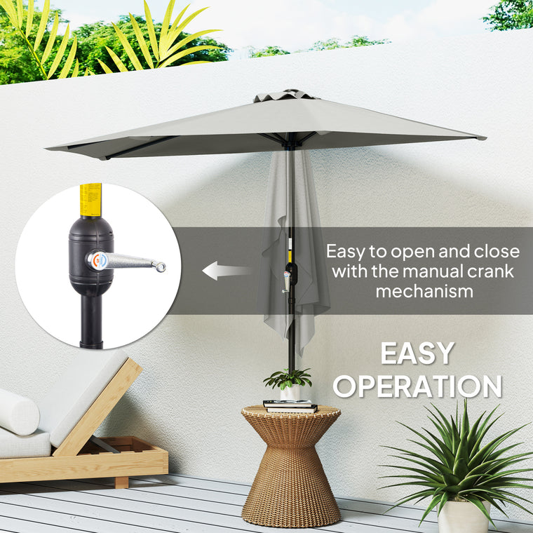 9ft Light Grey Half Round Umbrella with 5 Ribs