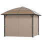 10' x 10' Outdoor Hardtop Gazebo Canopy with UV60+ Polycarbonate Roof, Steel Frame, Central Hook, Curtains, Khaki