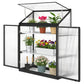 Polycarbonate Greenhouse with 2-Tier Shelves Gardening Green House for Patio Garden, Black