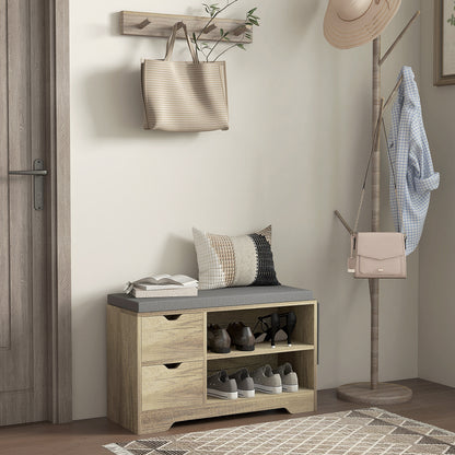 Upholstered Shoe Storage Bench with Drawer