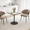 Dining Table for 4, Modern Kitchen Table with Marble Effect Tabletop and Round Base, White