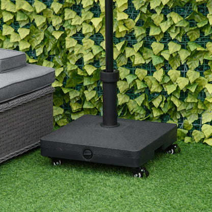 Black HDPE Square Parasol Base with Wheels