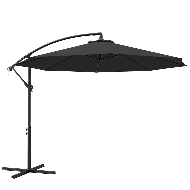 9.7ft Black Banana Cantilever Umbrella with Crank