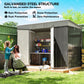9' x 4' Galvanized Steel Garden Storage Shed with Lockable Doors, Gloves and 2 Air Vents for Backyard, Patio, Lawn