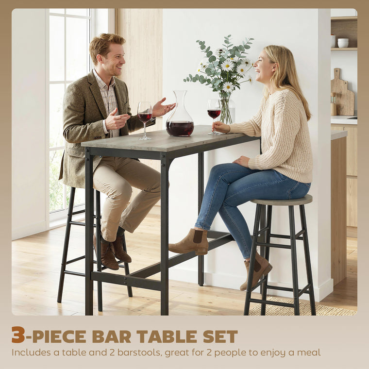 3-Piece Counter Height Bar Table and Chairs Set for 2