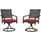 Patio Swivel Chairs with Cushion, Outdoor Swivel Rocker with Curved Armrests, Red