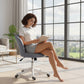 Office Chair, Armless Swivel Desk Chair with Adjustable Height, Backrest, Tilt Function for Office, Vanity, Grey