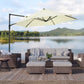 8.5FT Offset Patio Umbrella with 360° Rotation, Outdoor Cantilever Roma Parasol Hanging Sun Shade Canopy Shelter with Cross Base, Beige