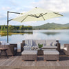 8.5FT Offset Patio Umbrella with 360° Rotation, Outdoor Cantilever Roma Parasol Hanging Sun Shade Canopy Shelter with Cross Base, Beige