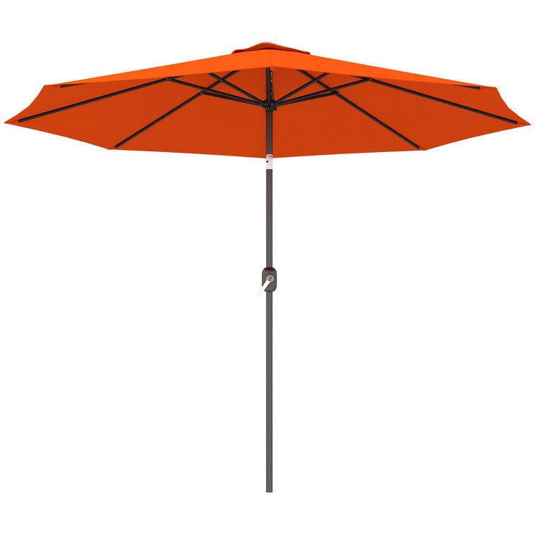10' x 8' Orange Round Market Umbrella with Crank & Tilt