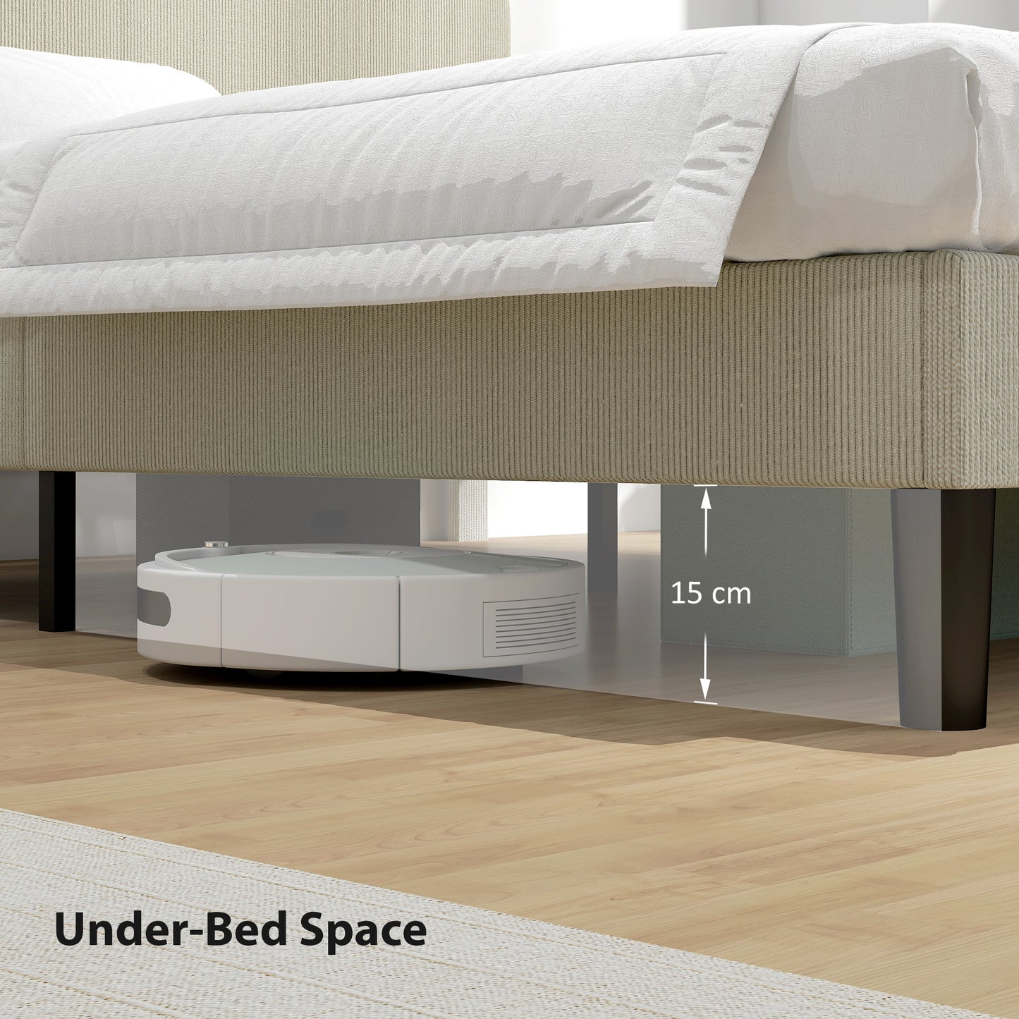 King Size Bed Frame with Adjustable Upholstered Headboard Platform Bed Frame Wood Slat Support Noise Free Light Grey