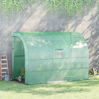 10' x 5' x 7' Green Lean-To Greenhouse with PE Cover