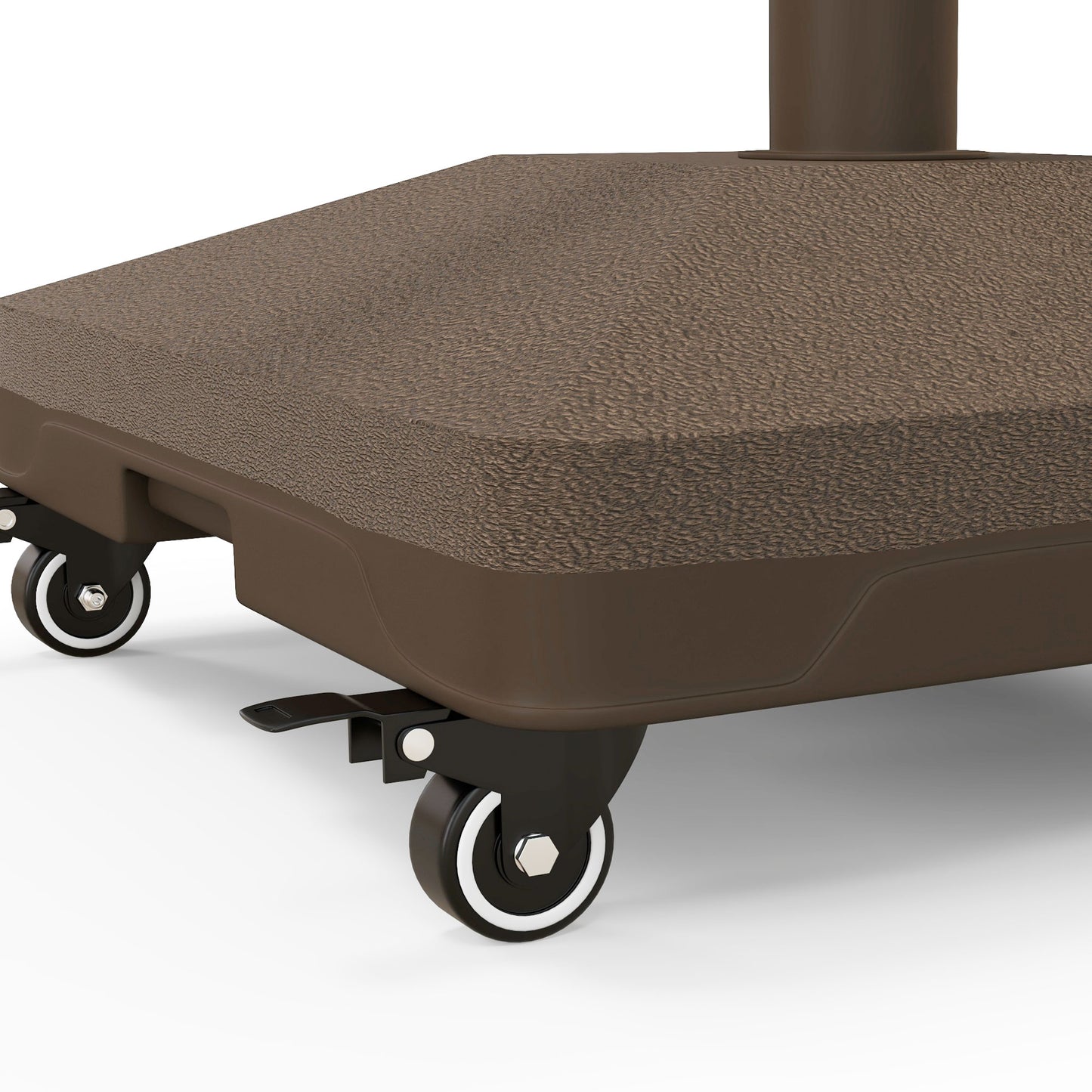 Square Parasol Base, Portable Umbrella Stand with Wheels, Water or Sand Filled, for Φ0.75" to Φ1.5" Poles, Brown