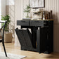 13 Gallon Tilt Out Garbage Cabinet, Kitchen Island with Trash Cabinet, 2 Drawers, Door Racks, Adjustable Shelves, Black