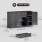 Farmhouse Sideboard with Charging Station and Thickened Top, 58" Buffet Cabinet with 2 Soft-Close Drawers, Black