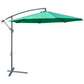 10ft Offset Patio Umbrella with Base, Garden Hanging Parasol with Crank, Banana Cantilever Umbrella Sun Shade, Green