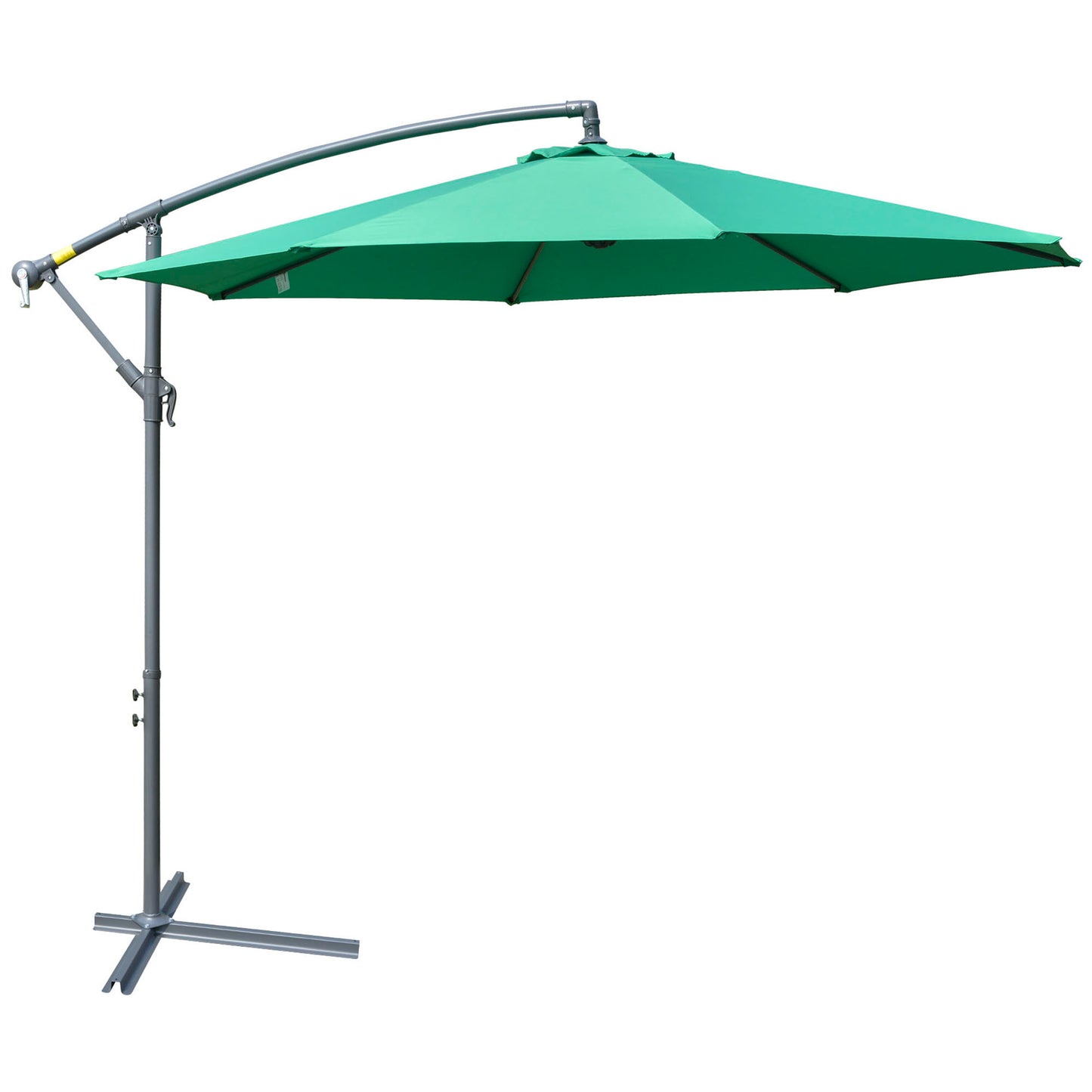 10ft Offset Patio Umbrella with Base, Garden Hanging Parasol with Crank, Banana Cantilever Umbrella Sun Shade, Green