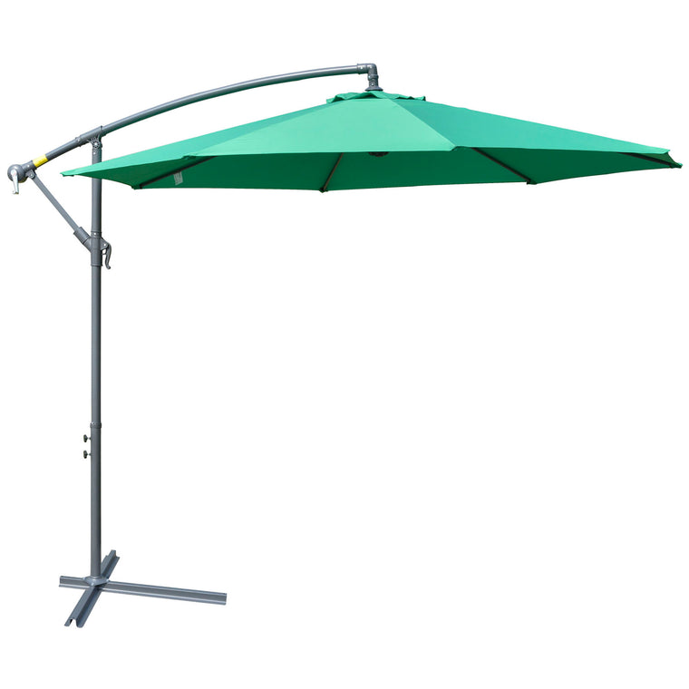 10ft Green Banana Cantilever Umbrella with Base & Crank