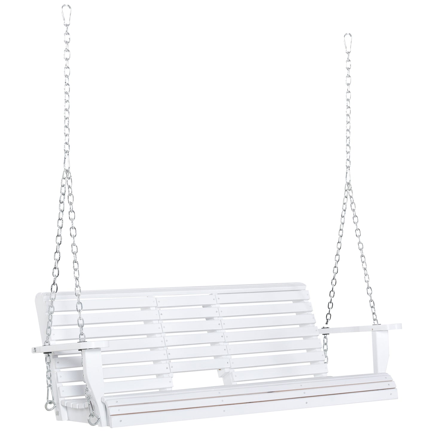 3 Seater Patio Swing Chair Wood Porch Swing with Foldable Table, Cup Holders, Steel Chains for Garden, Yard, Natural