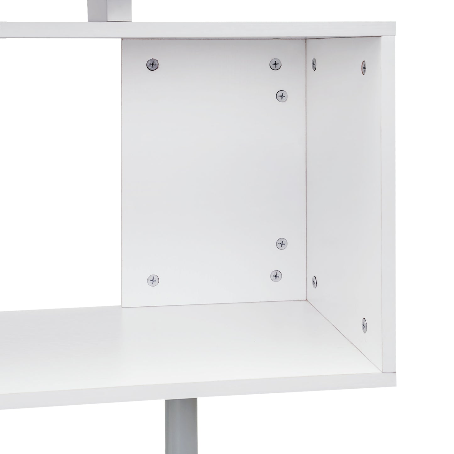 55" Corner Computer Desk, 360° Rotating L-Shaped Desk, Home Office Workstation with 3-Tier Shelves, White
