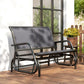 Patio Double Glider Outdoor Steel Sling Fabric Gliding Bench Garden Swing Chair Heavy-Duty Porch Rocker Garden Loveseat Grey