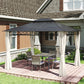 10' x 12' Outdoor Gazebo Canopy, Double Roof Hardtop Gazebo with Polycarbonate Roof, Steel Frame, Nettings and Curtains