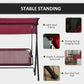 3-Seater Outdoor Porch Swing with Adjustable Canopy, Patio Swing Chair for Garden, Poolside, Backyard, Wine Red