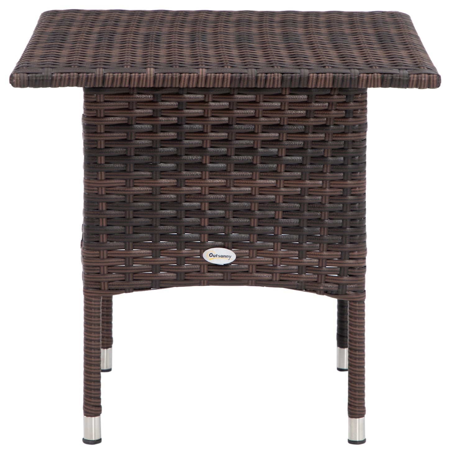 20" Patio Wicker Coffee Table, Outdoor Coffee Table with Plastic Board Underneath the Woven Tabletop for Patio, Garden, Balcony, Black