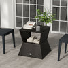 Outdoor Patio Rattan Wicker Coffee Table Garden End Tea Table Bistro Side Table w/ Umbrella Hole, Dark Coffee