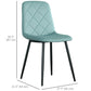 Upholstered Dining Chairs Set of 4 with Steel Legs - Green