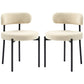 Berber Fleece Dining Chairs Set of 2 with Steel Legs - Beige