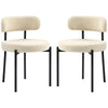 Berber Fleece Dining Chairs Set of 2 with Steel Legs - Beige