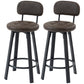 Upholstered Bar Stools Set of 2 with Backrest - Brown