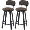 Upholstered Bar Stools Set of 2 with Backrest - Brown