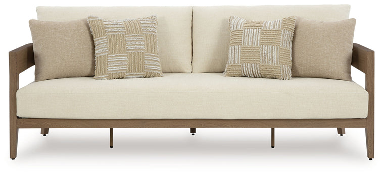 Serene Bay - Sofa With Cushion - Dark Brown / White