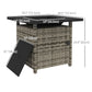 Outdoor PE Rattan Propane Fire Pit Table, 50,000 BTU Pulse-Ignition Wicker Fire Table, Mixed Grey
