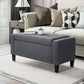 Storage Ottoman Bench, Linen Upholstered Bench with Tufted Design, Flipping Top, Dark Grey