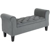 Button-Tufted Storage Bench with Rolled Arms - Grey