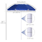 6.7ft Beach Umbrella with Push Button Tilt, Ruffled Outdoor Umbrella with Carry Bag and 8 Ribs, Blue