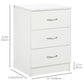 Bedside Table with 3 Drawers, Modern Wood Nightstand, Side Table with Anti-tipping Design for Bedroom, Set of 2, White