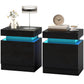 Nightstand Set of 2, End Side Tables with LED Lights, Bedside Tables with 2 Drawers, for Bedroom, Black