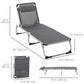 Folding Lounge Chair, Aluminum Frame Tanning Chair, Patio Lounger with Headrest, 5-Level Adjustable Backrest, Grey