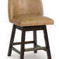 Neymorton - Upholstered Swivel Faux Leather Barstool (Set of 2) - Dark Grayish Brown
