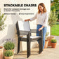 5 Piece Outdoor Patio Dining Set, Dining Table and 4 Stackable Chairs with Umbrella Hole, Shelf