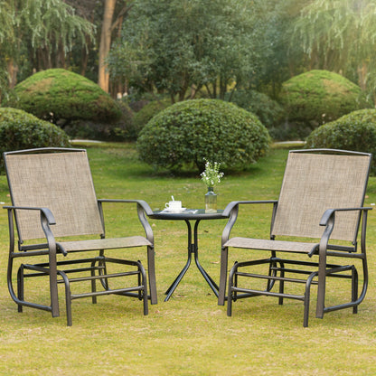 Set of 2 Outdoor Glider Chairs with Mesh Fabric