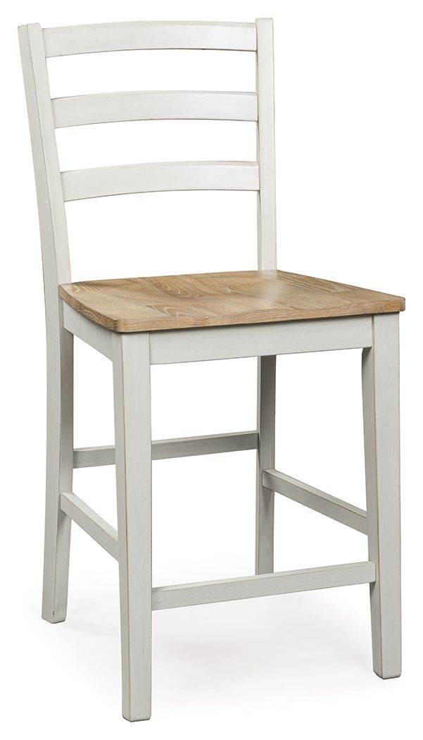 Purlaney - Antique White / Natural - Barstool (Set of 2)